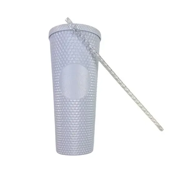 Starbucks Spring 2024 Studded Bright Snow White Glossy Venti 24oz Tumbler Cup - Picture 8 of 9